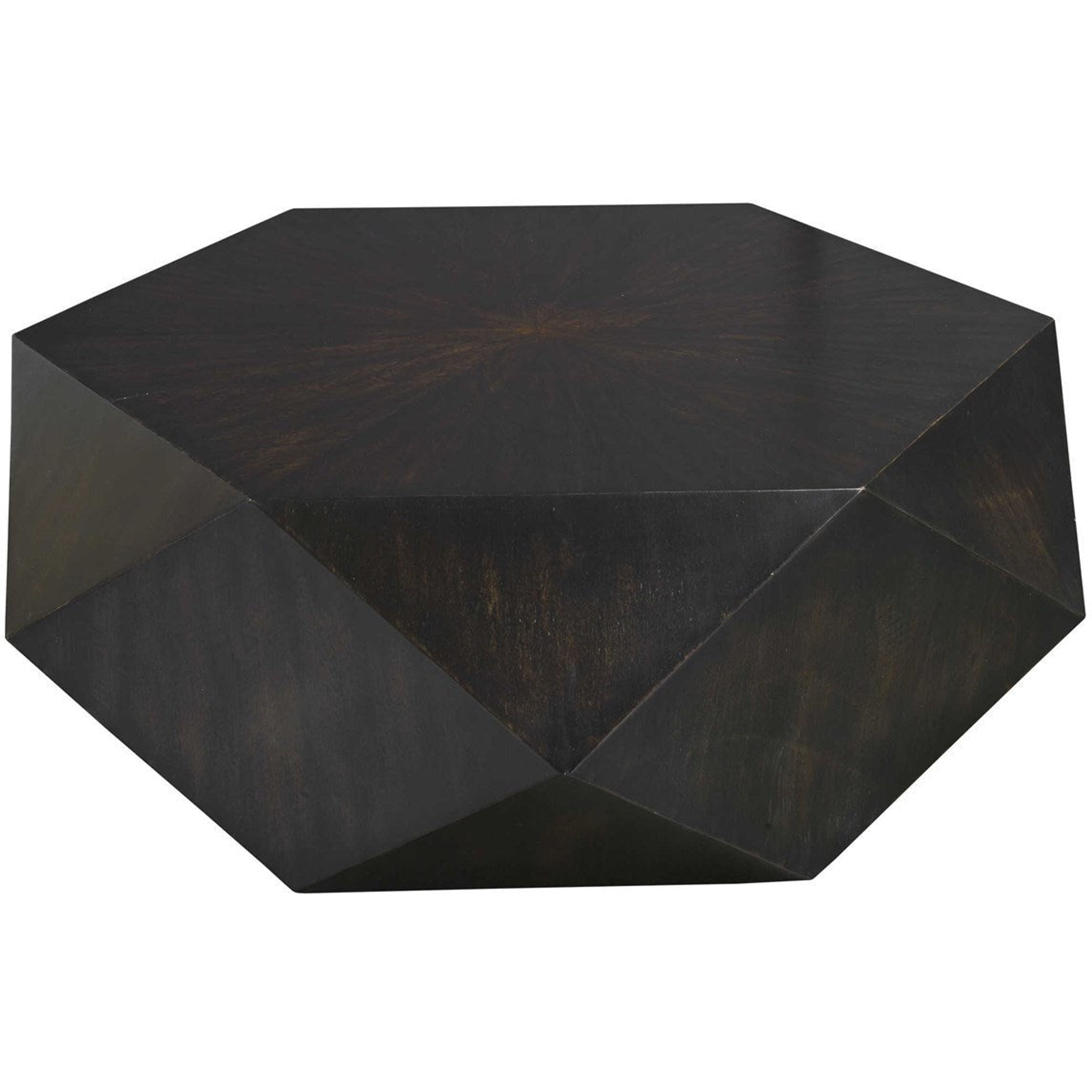 Uttermost Volker Distressed Black Mango Wood Modern Geometric Coffee Table - Image 2