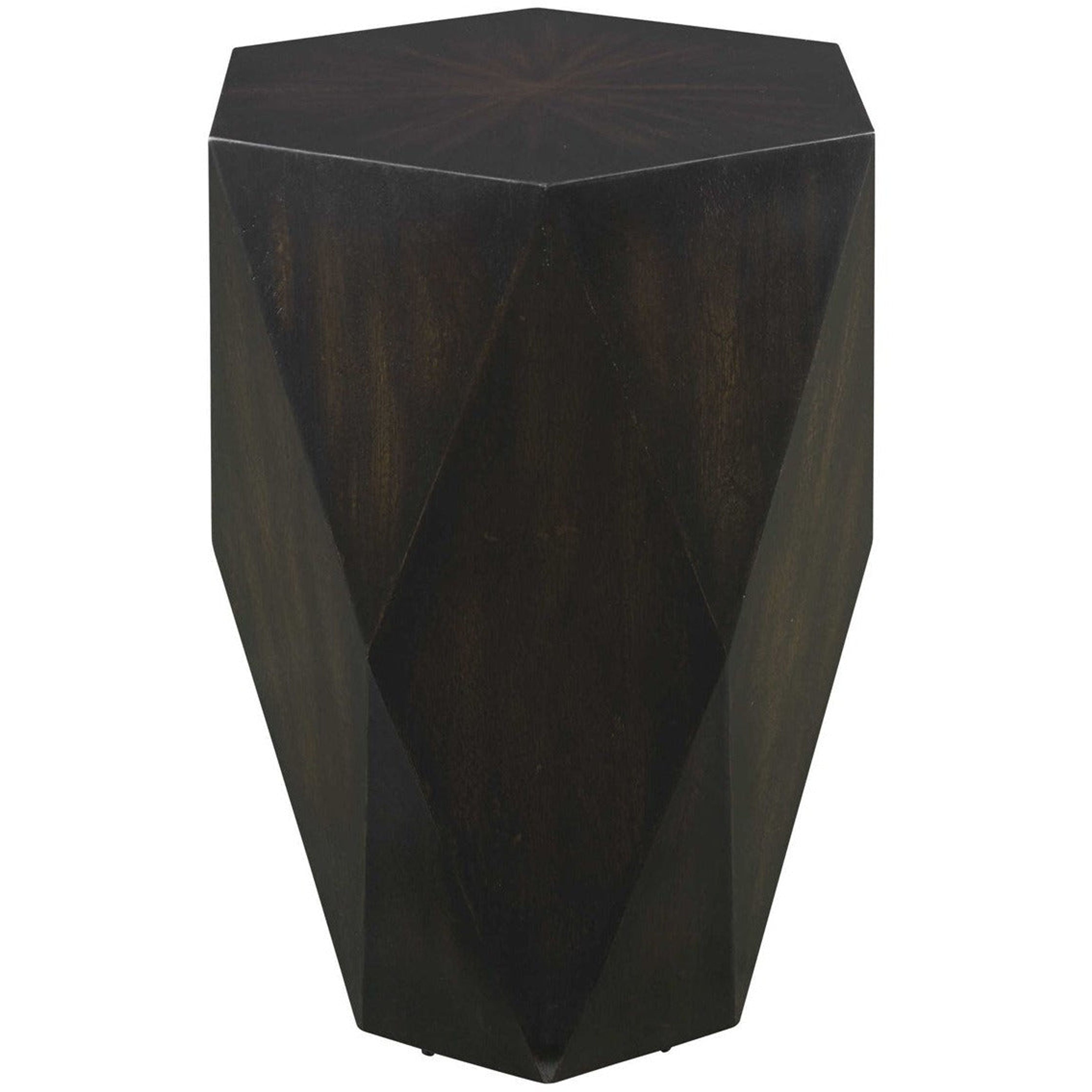 Uttermost Volker Distressed Black Mango Wood Modern Geometric Side Table