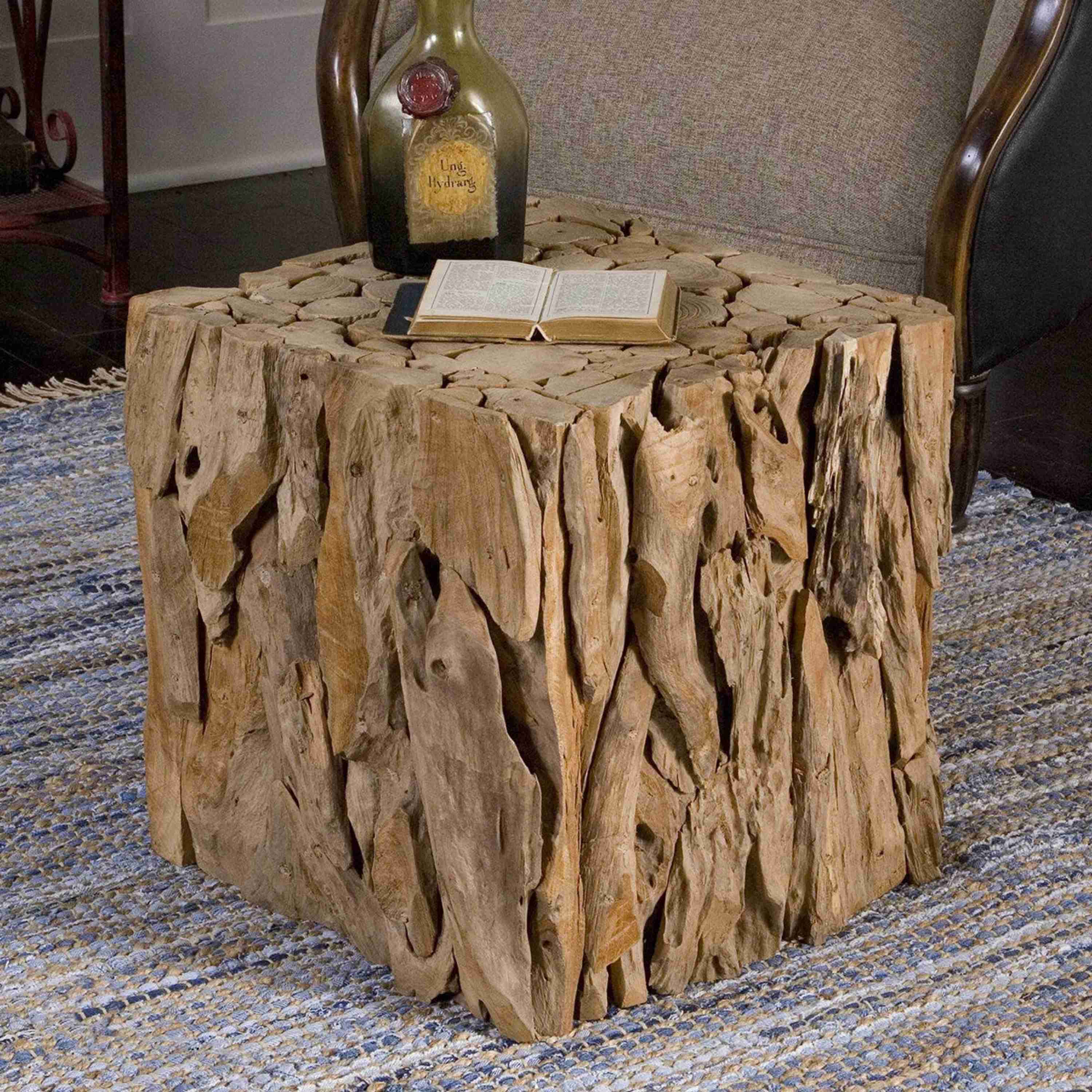 Uttermost Teak Root Natural Teak Wood Organic Modern Bunching Cube Table - Image 1