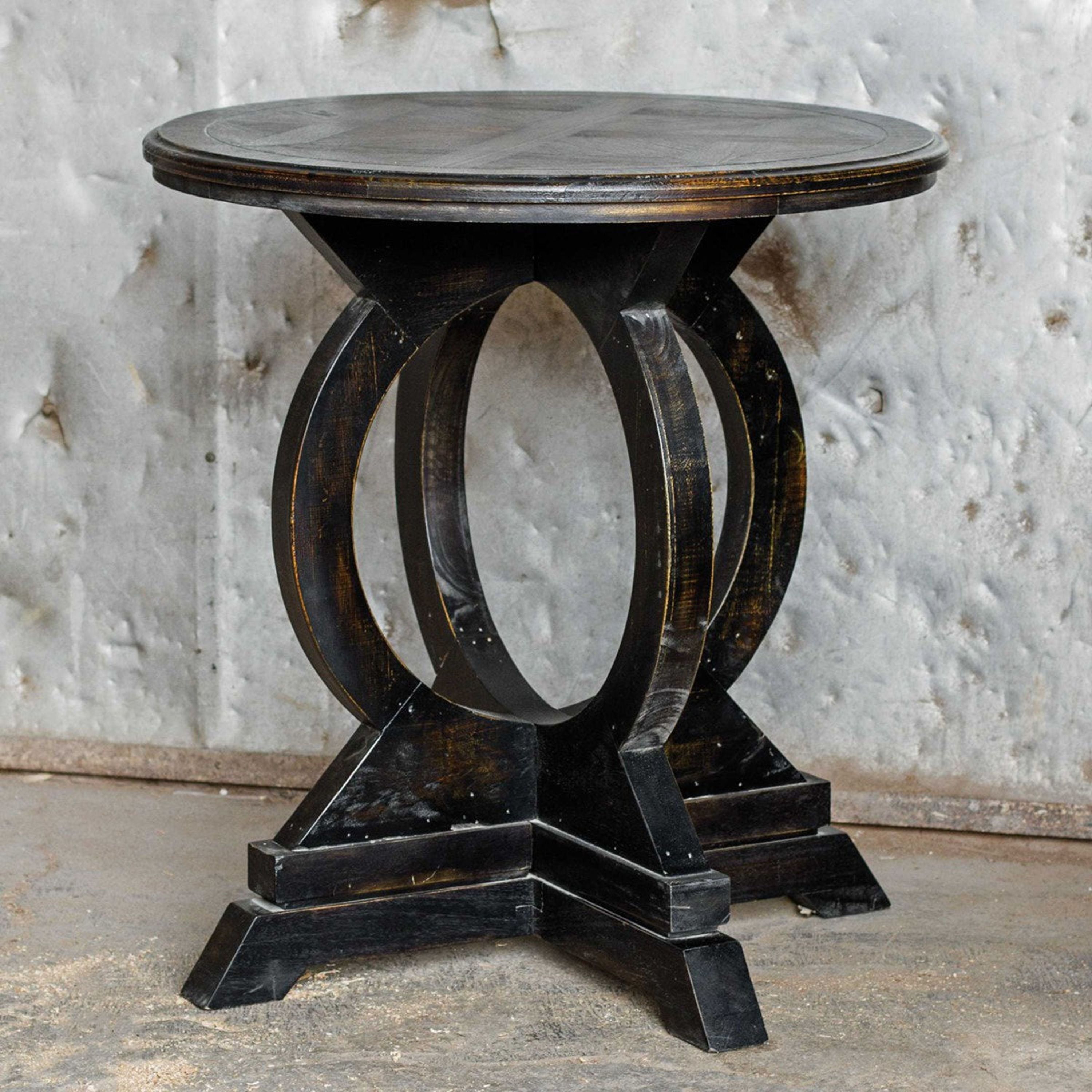 Uttermost Maiva Weathered Black Finish Mango Wood Round Side - Image 2