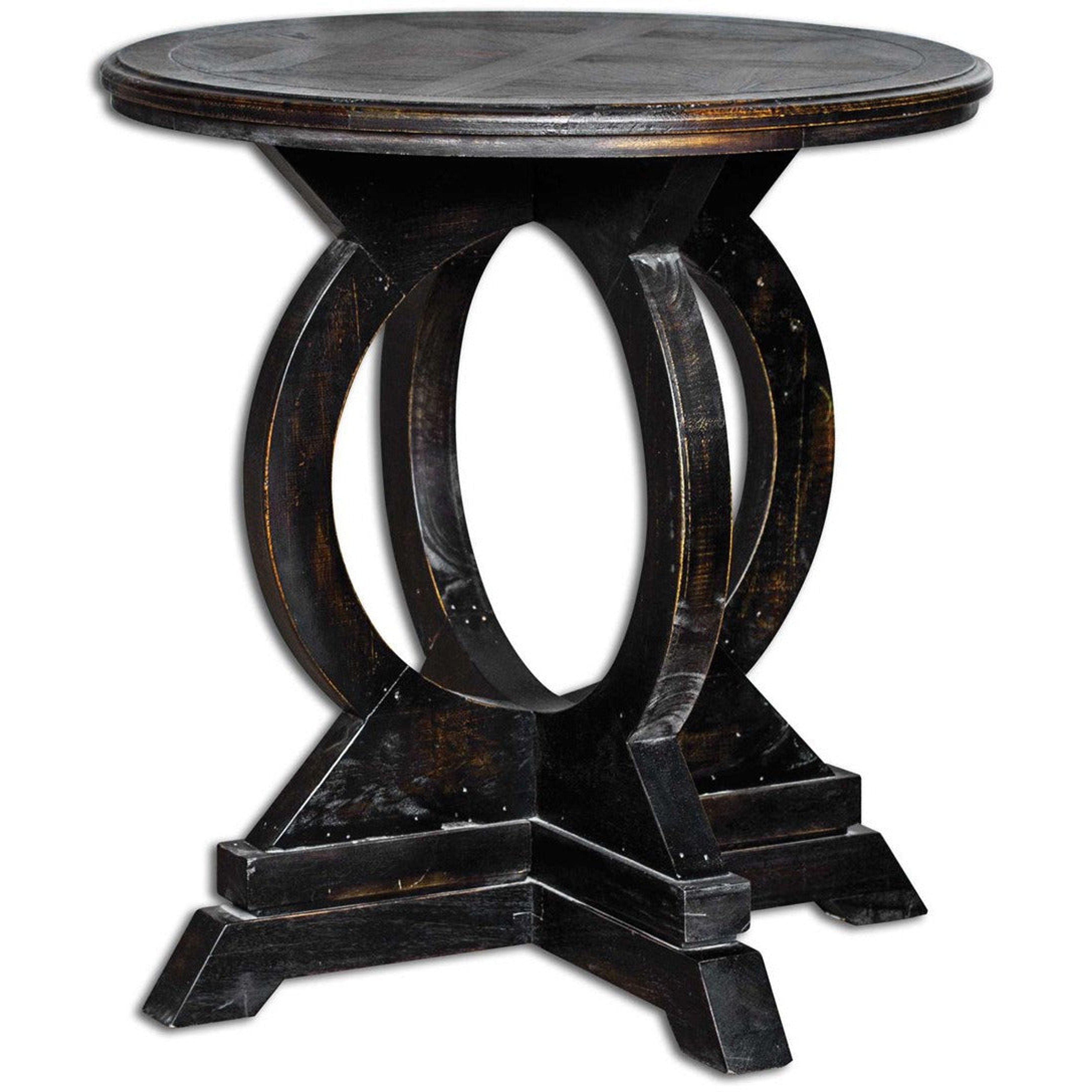 Uttermost Maiva Weathered Black Finish Mango Wood Round Side - Image 1