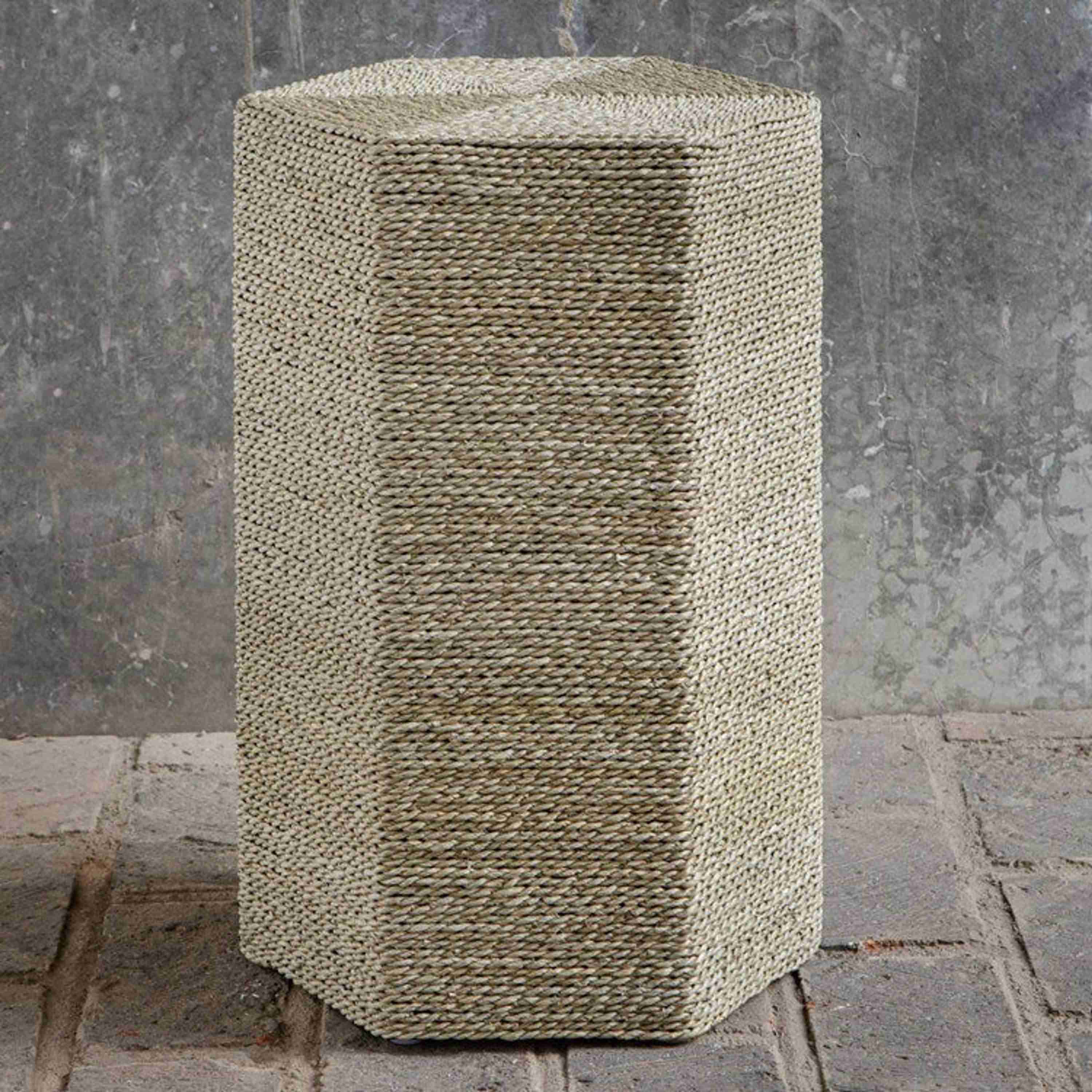 Uttermost Sea Braid Natural Braided Seagrass Coastal Style Accent Table - Image 3