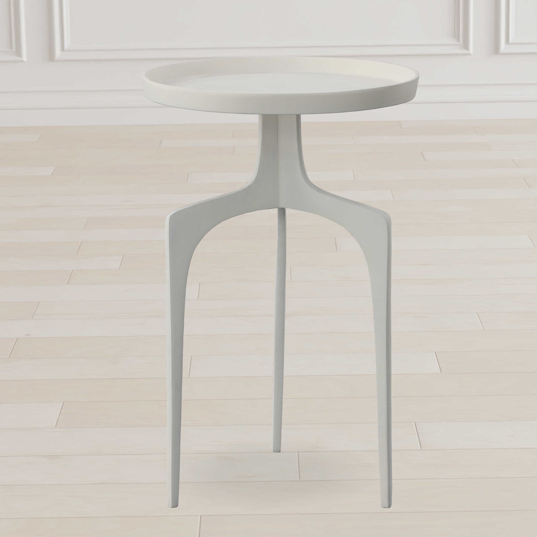 Uttermost Kenna Matte White Modern Round Accent Table - Image 1