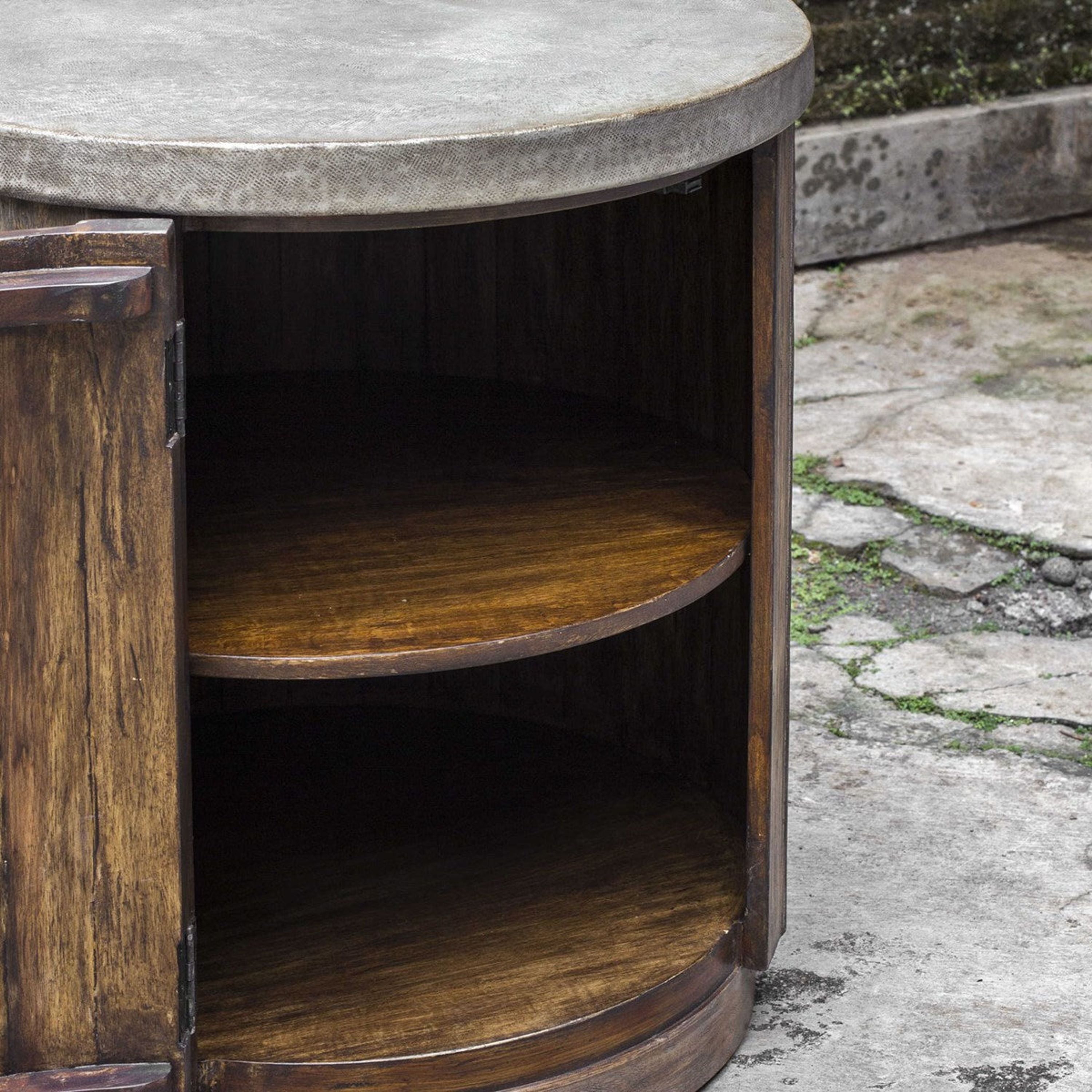 Uttermost Maxfield Hammered Sheet Metal Top With Pieced Wood Rustic Modern Side Table - Image 2