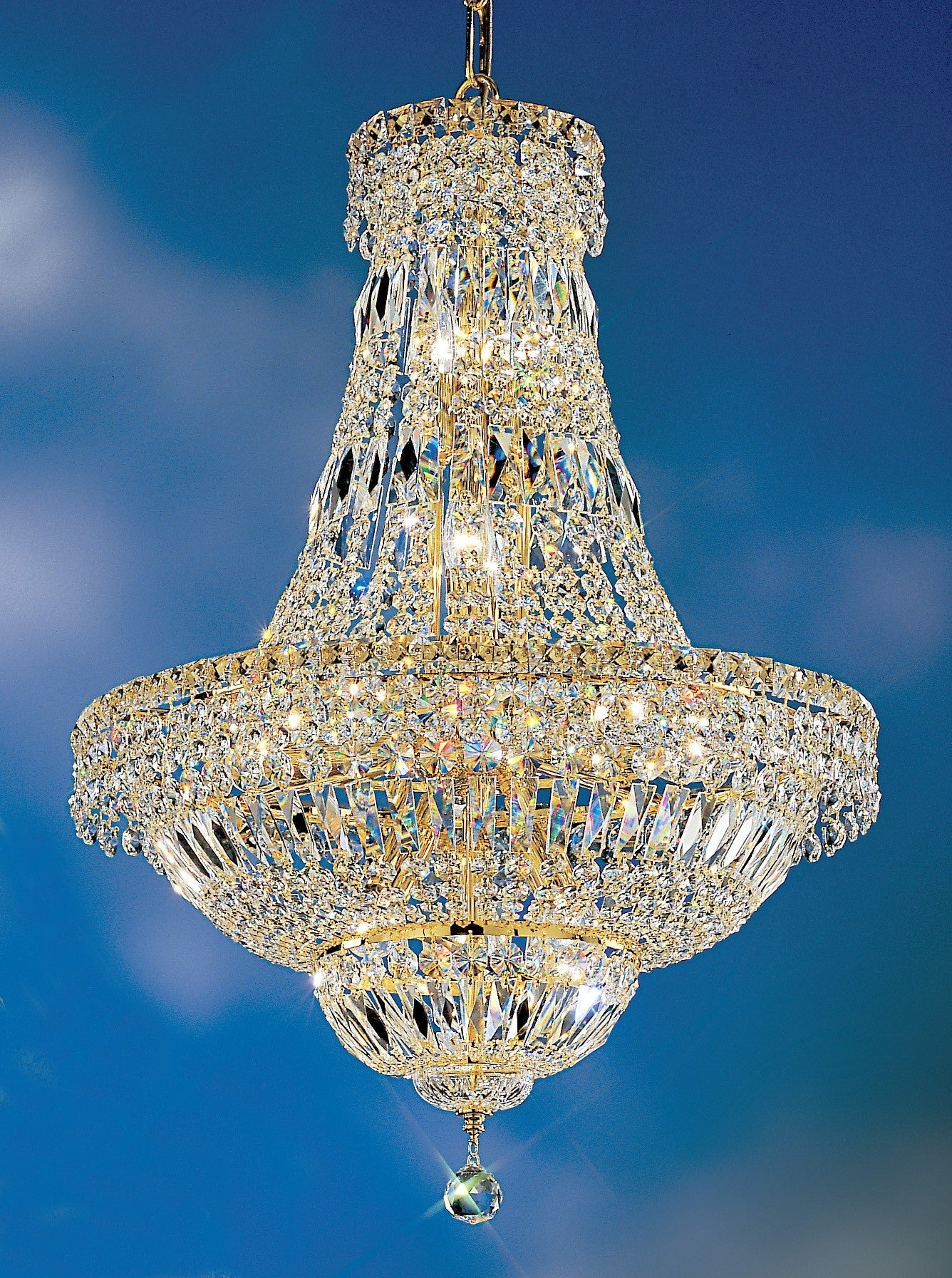 12 Lights crystal chandelier with crystalique crystal and gold plated finsih - Image 1
