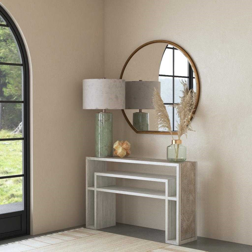 Uttermost Genera Aged Bone Wood Modern Console Table - Image 1