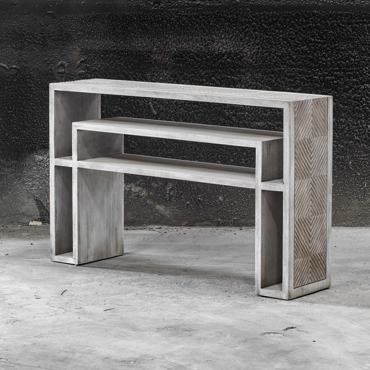 Uttermost Genera Aged Bone Wood Modern Console Table - Image 3
