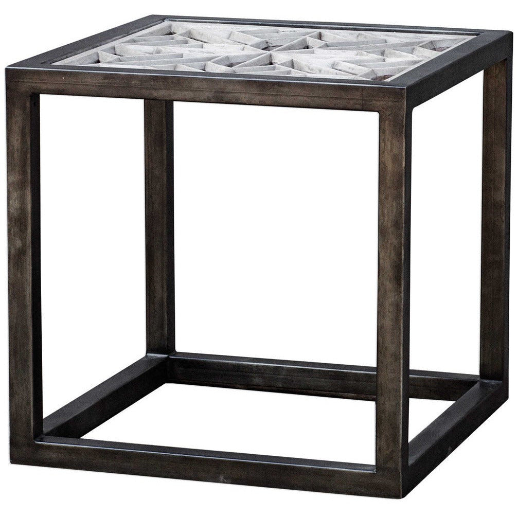 Uttermost Baruti Glass Top With Black Metal Base Square End Table - Image 2