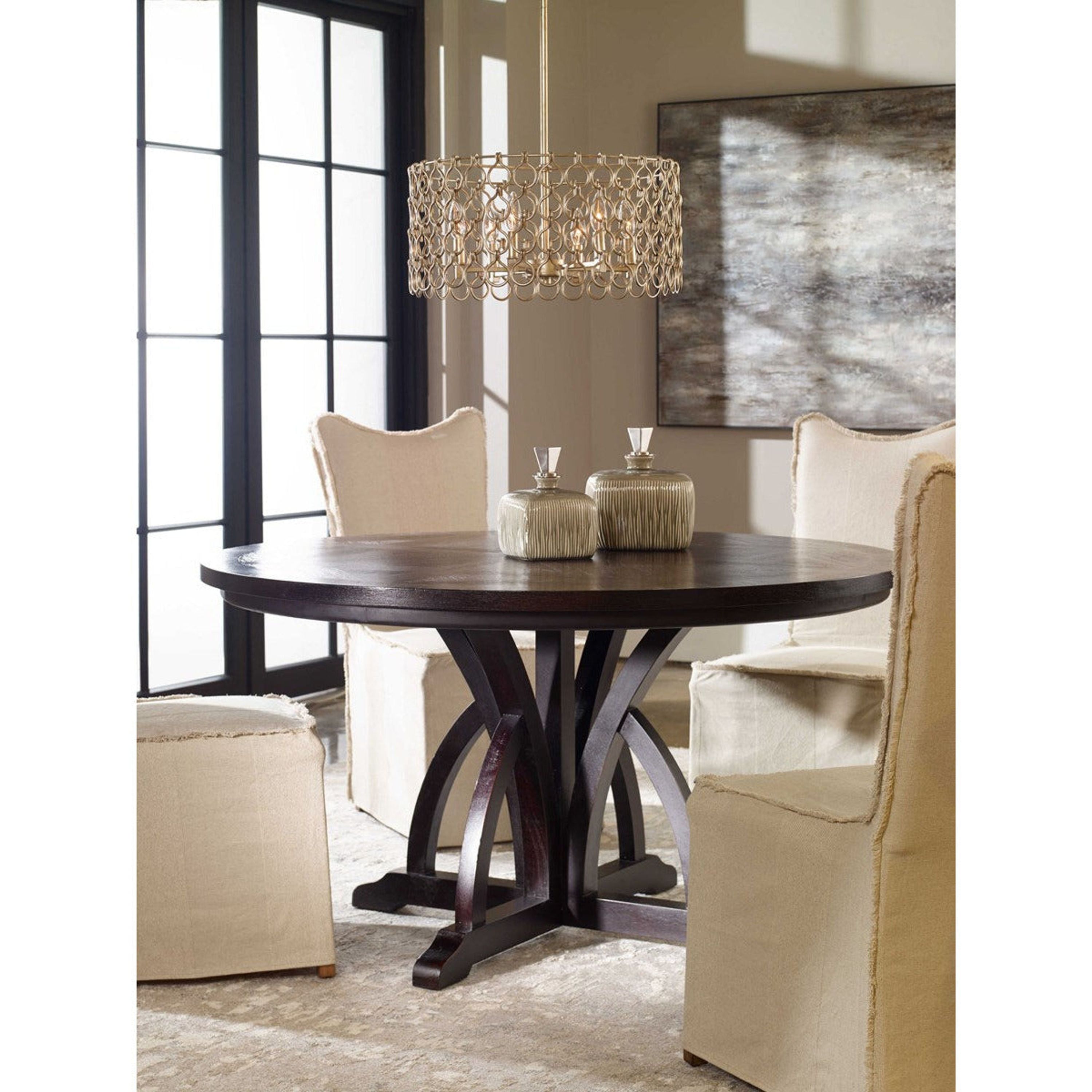Uttermost Maiva Weathered Black Mango Wood Round Dining Table - Image 1