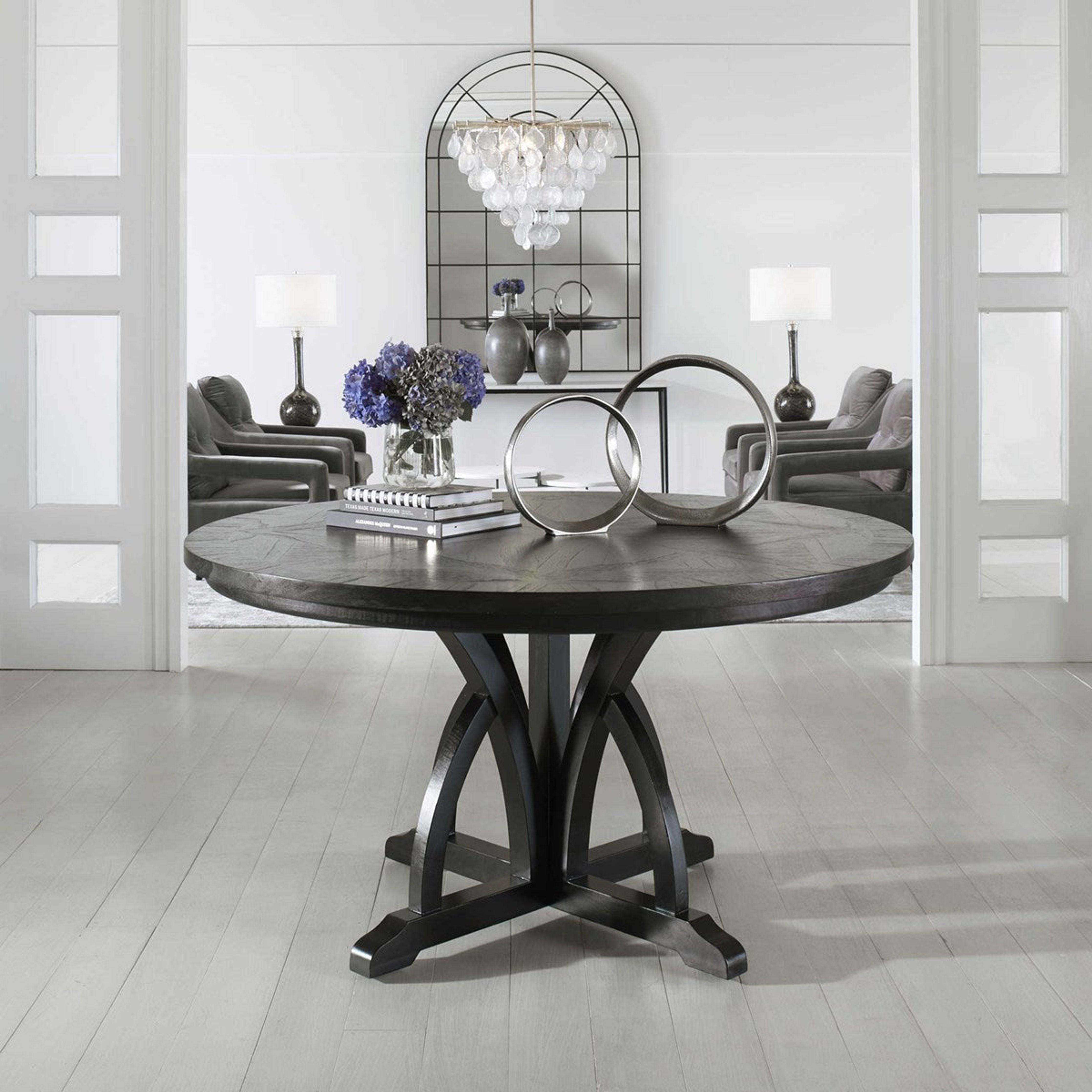 Uttermost Maiva Weathered Black Mango Wood Round Dining Table - Image 2