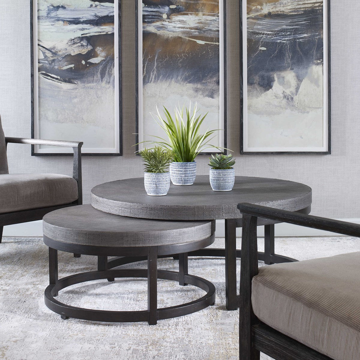 Uttermost Aiyara Set of 2 Modern Round Nesting Coffee Tables - Image 1
