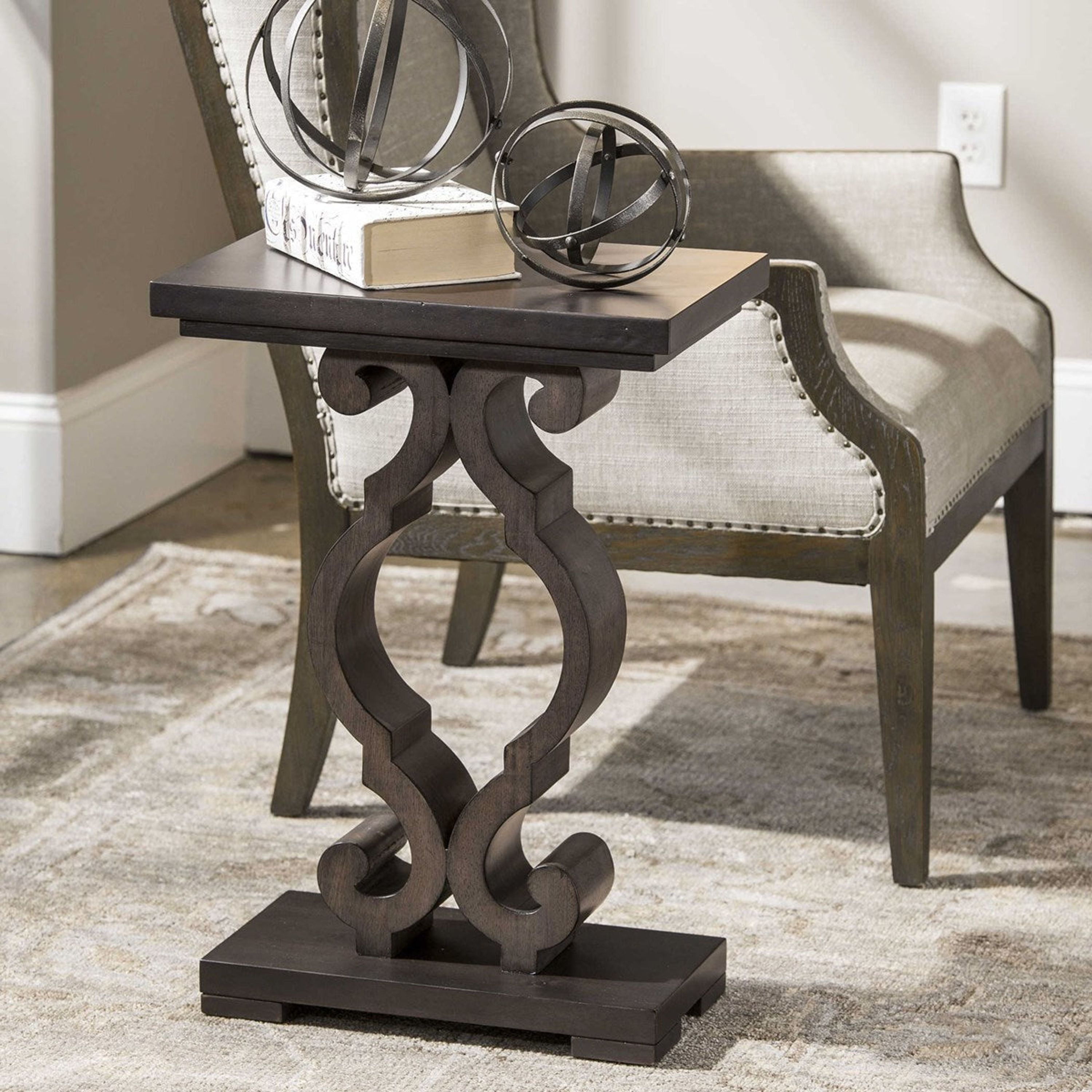 Uttermost Parina Ebony and Taupe Gray Wood Accent Table - Image 1
