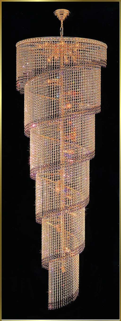 Entryway/ foyer large spiral crystal chandelier in gold plated finish - Image 1