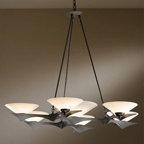 Dark Smoke Seven-Light Chandelier with Opal Glass - Image 1