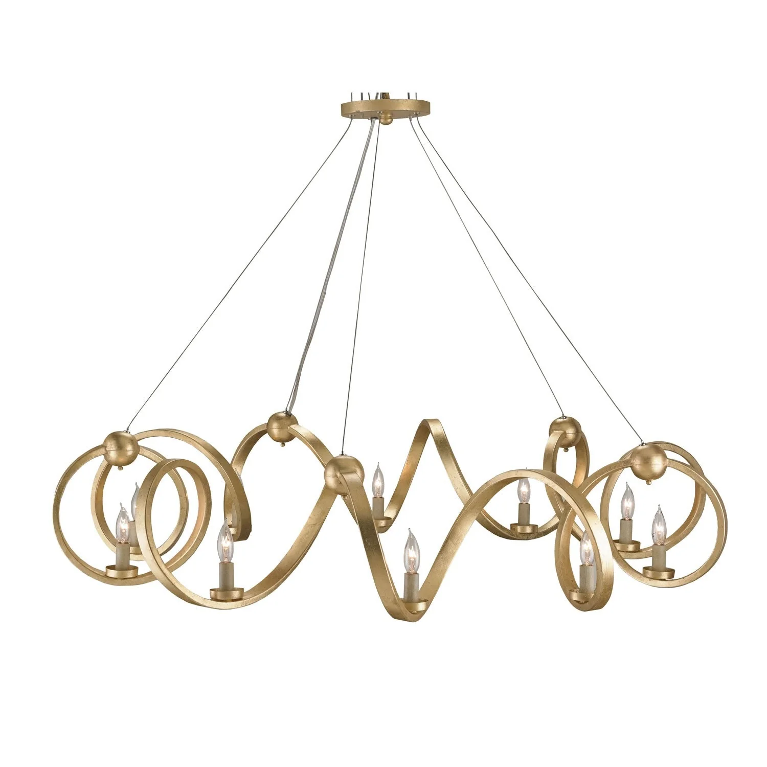 Gold Leaf 46-Inch Ten-Light Chandelier - Image 1