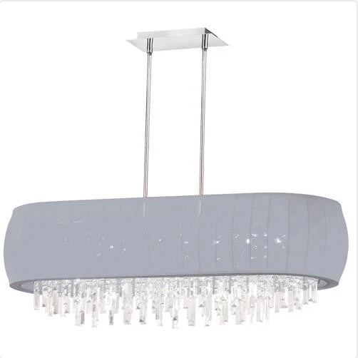 Chrome Eight Light Crystal Chandelier with Silver Lycra Shade - Image 1
