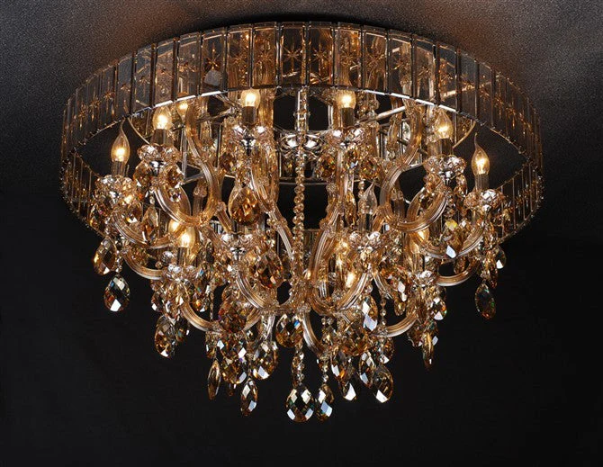 traditional crystal flush mount Chandelier ,Cognac color - Image 1