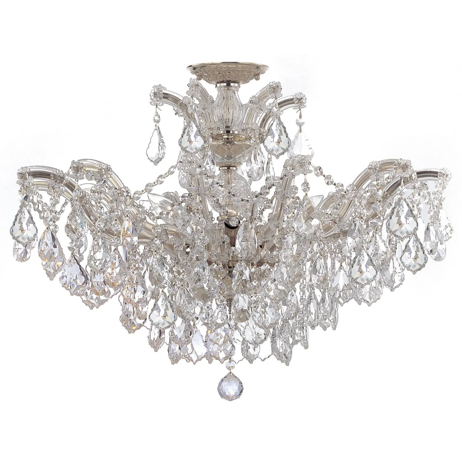 Group Maria Theresa Polished Chrome 20-Inch 12-Light Semi Flush Mount with Clear Crystal - Image 1