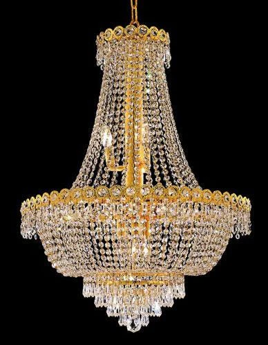 Gold Twelve-Light 24-Inch Chandelier with Royal Cut Clear Crystal - Image 1