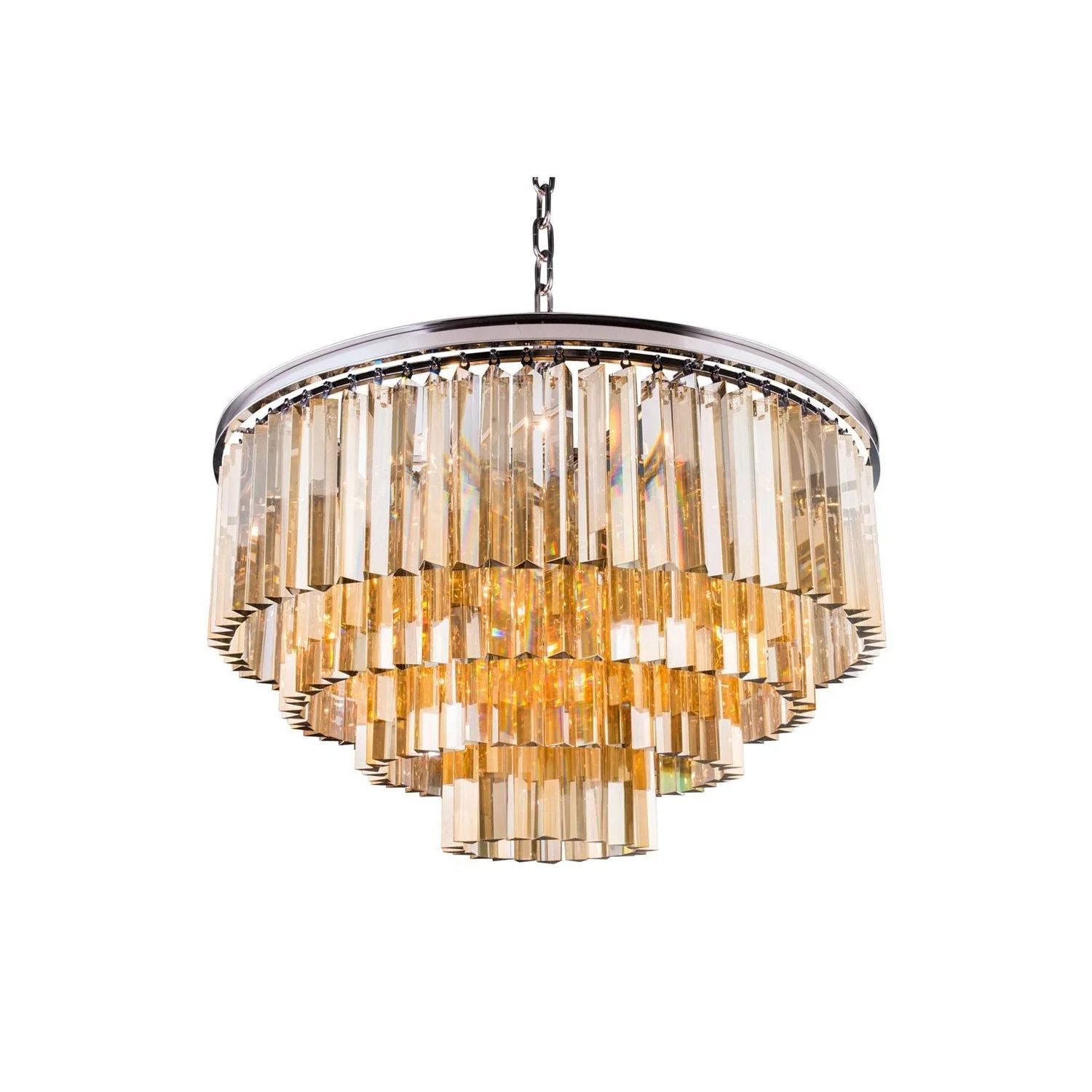 Sydney Polished Nickel Twenty-Three-Inch Pendant with Royal Cut Golden Teak Crystals - Image 1