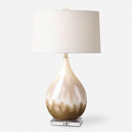 Uttermost Flavian Metallic Rust, Beige and Ivory Glazed Ceramic Table Lamp With Linen Shade - Image 2