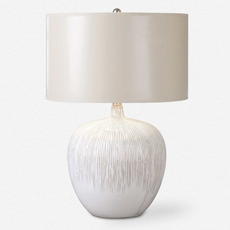 Uttermost Georgios Aged Ivory Glazed Ceramic Table Lamp With Champagne Bronze Shade - Image 2