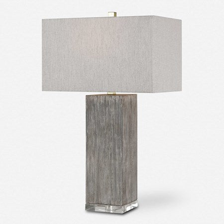 Uttermost Vilano Dark Gray and Aged Brown Table Lamp With Light Gray Linen - Image 2