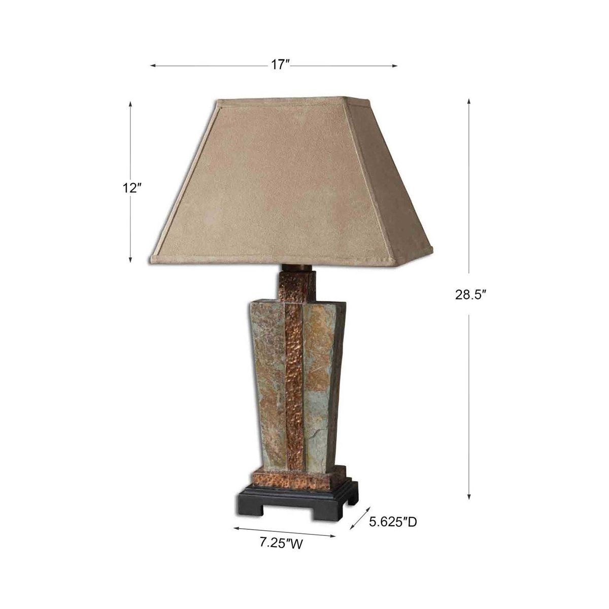 Uttermost Slate Hammered Copper Outdoor Table Lamp With Weather Resistant Fabric Shade - Image 3