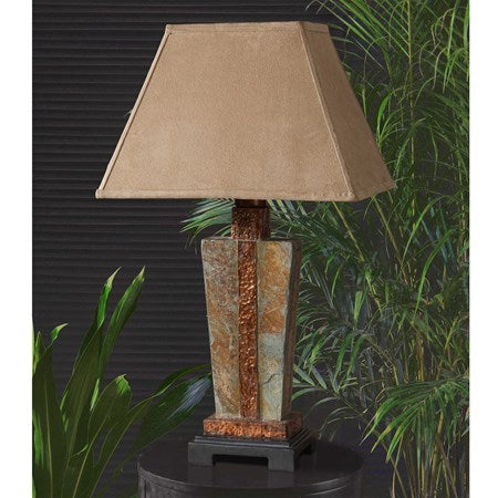Uttermost Slate Hammered Copper Outdoor Table Lamp With Weather Resistant Fabric Shade - Image 2