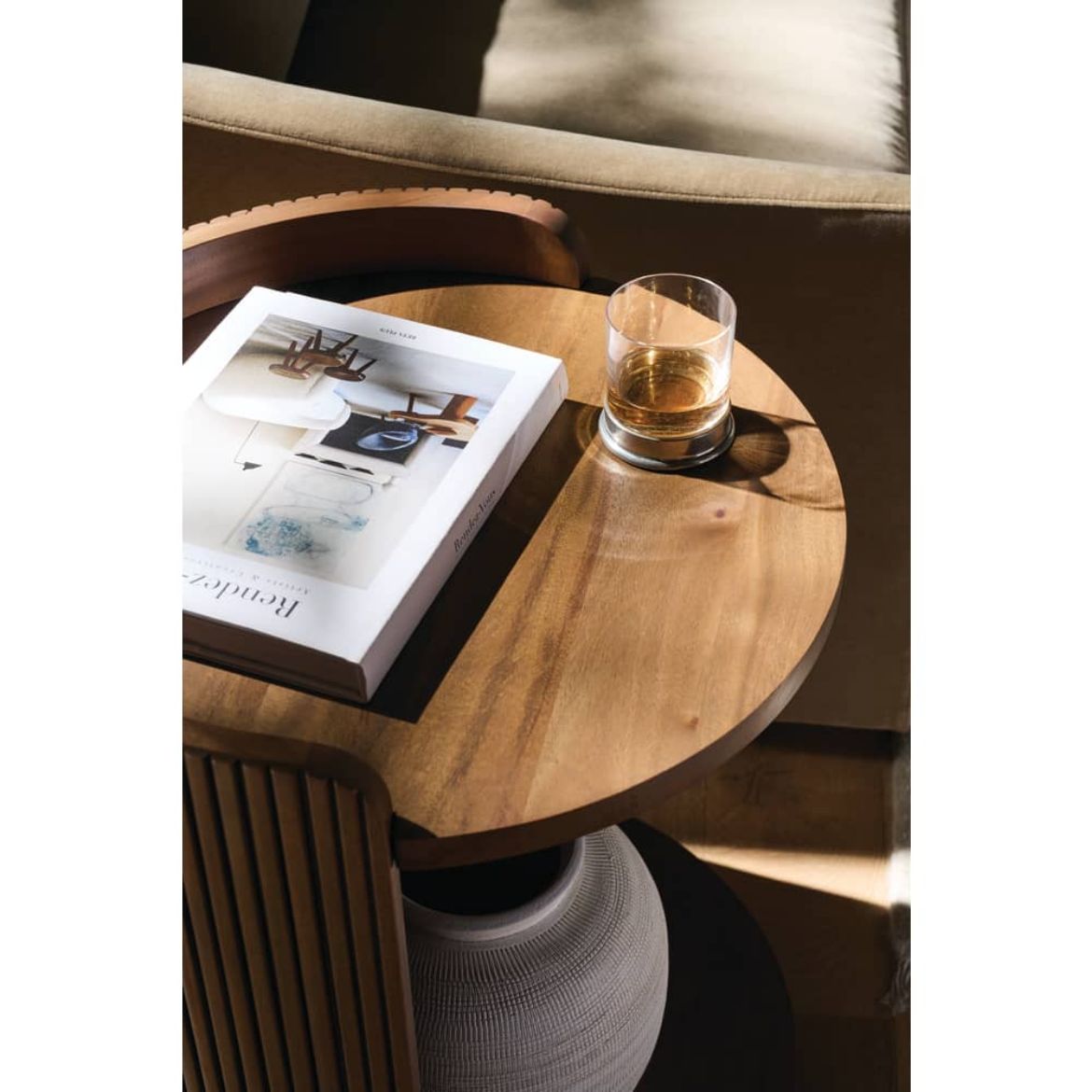 Rowe Furniture Kindred Mahogany Wood Round End Table ~ Sesame Finish - Image 3