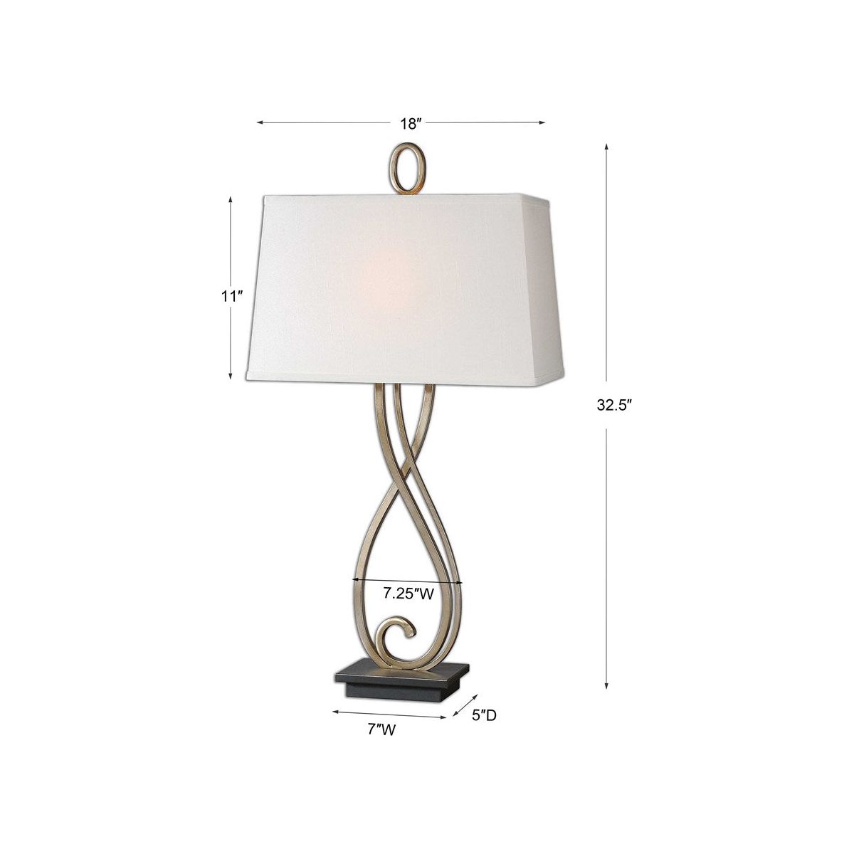 Uttermost Ferndale Antiqued Silver Table Lamp With Linen Shade - Image 3