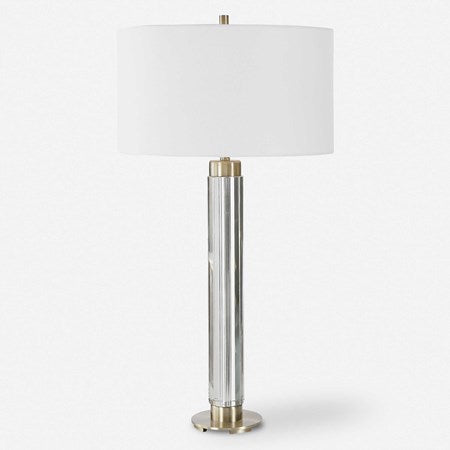 Uttermost Davies Cut Crystal Table Lamp With White Linen Shade - Image 2