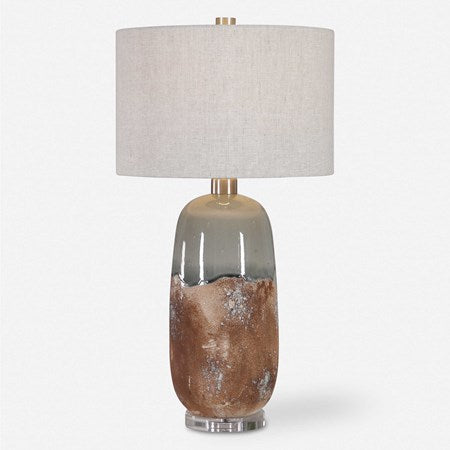 Uttermost Maggie Earthy Terracotta Ceramic Table Lamp With Gray Linen Shade - Image 2