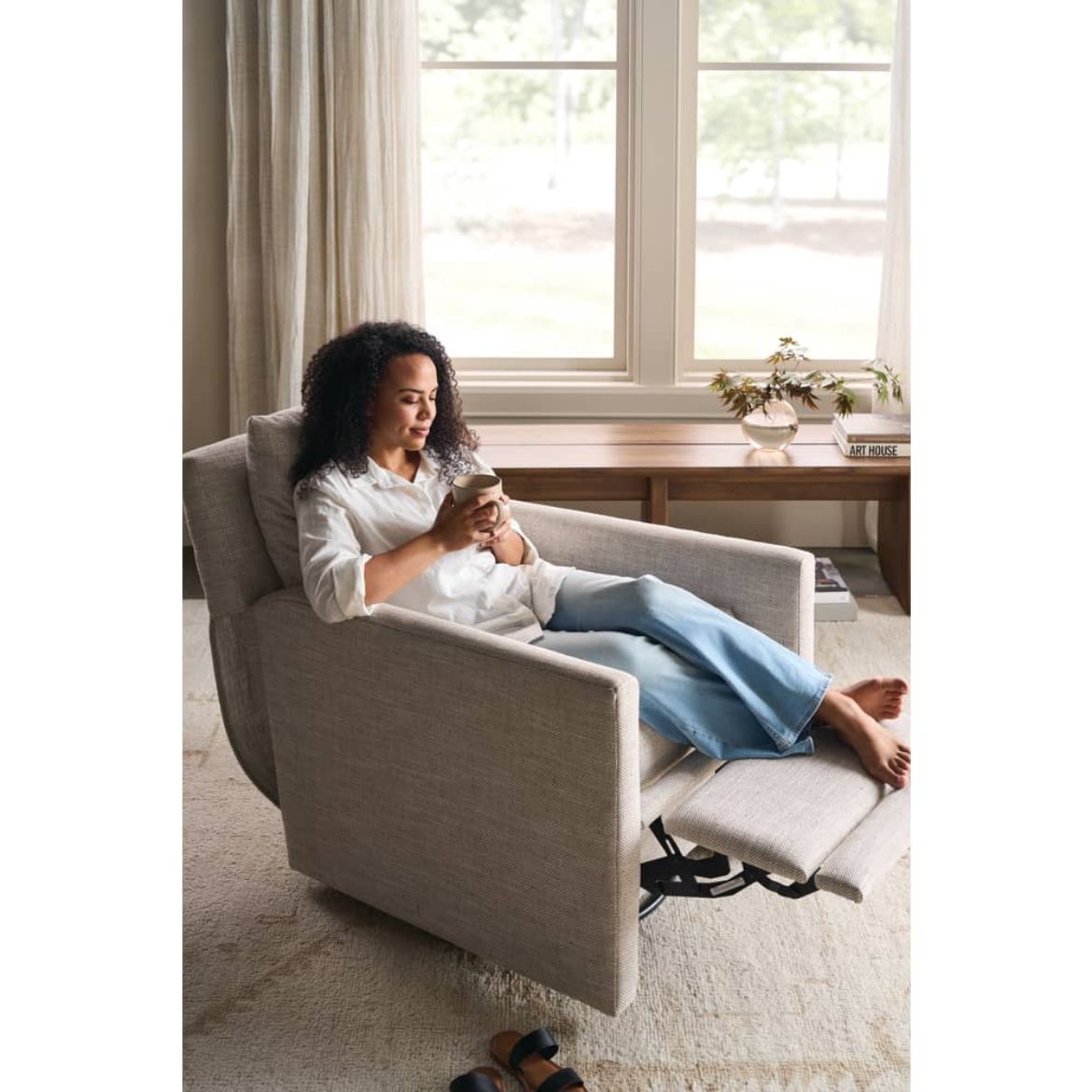 Rowe Furniture Nova Teak Wood Bench - Image 3