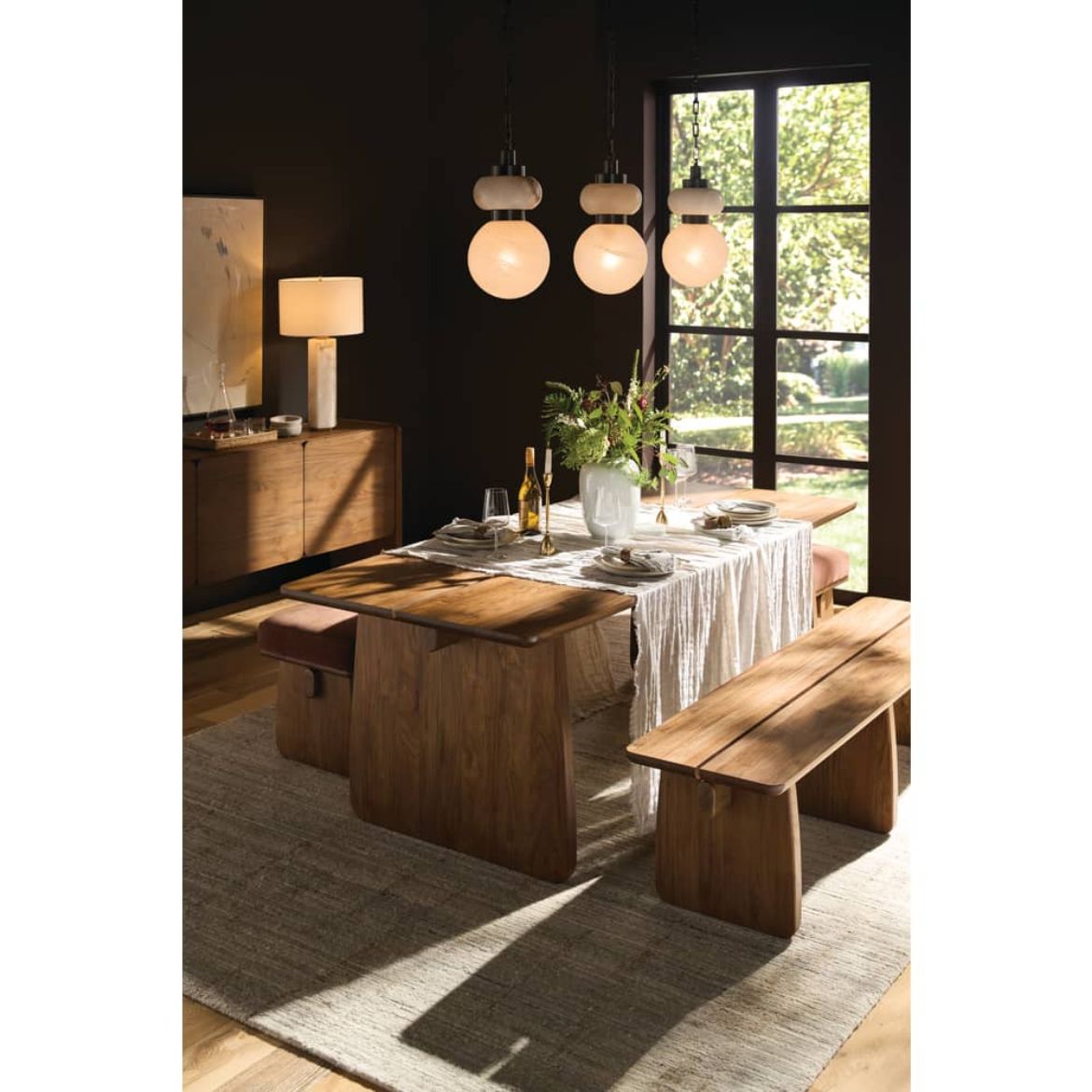 Rowe Furniture Nova Rectangle Teak Wood Dining Table - Image 2