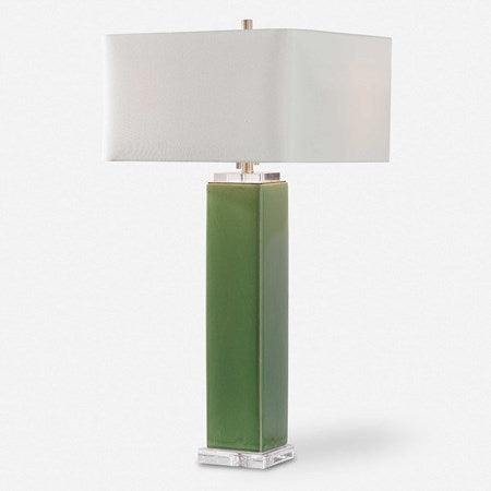 Uttermost Aneeza Green Glazed Ceramic Table Lamp With White Linen Shade - Image 2