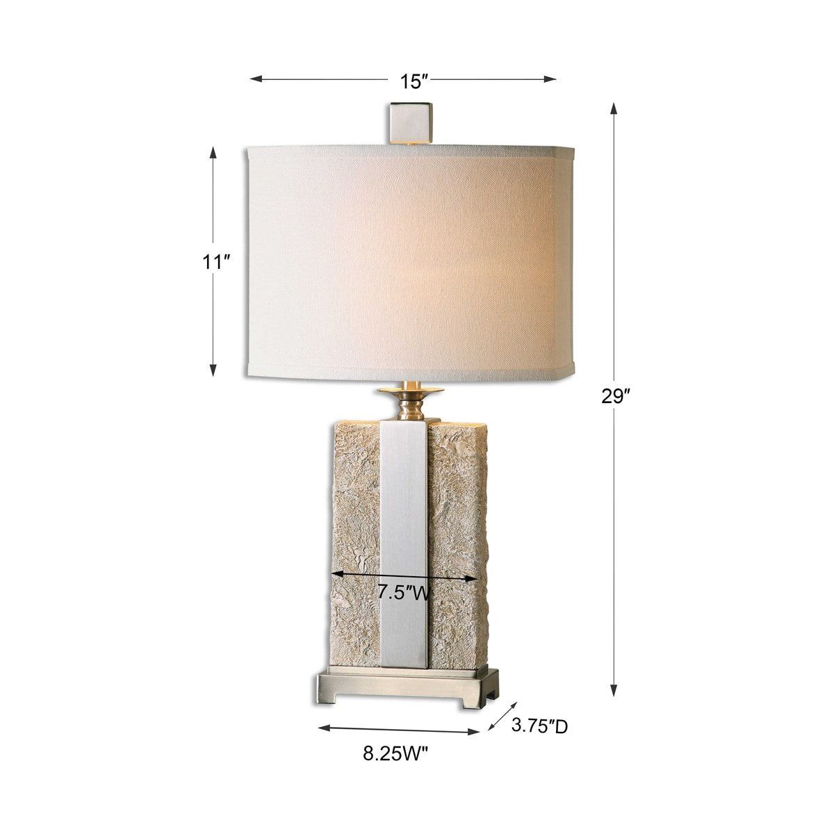 Uttermost Bonea Ivory Antiqued Stone Table Lamp With Beige Linen Shade - Image 3
