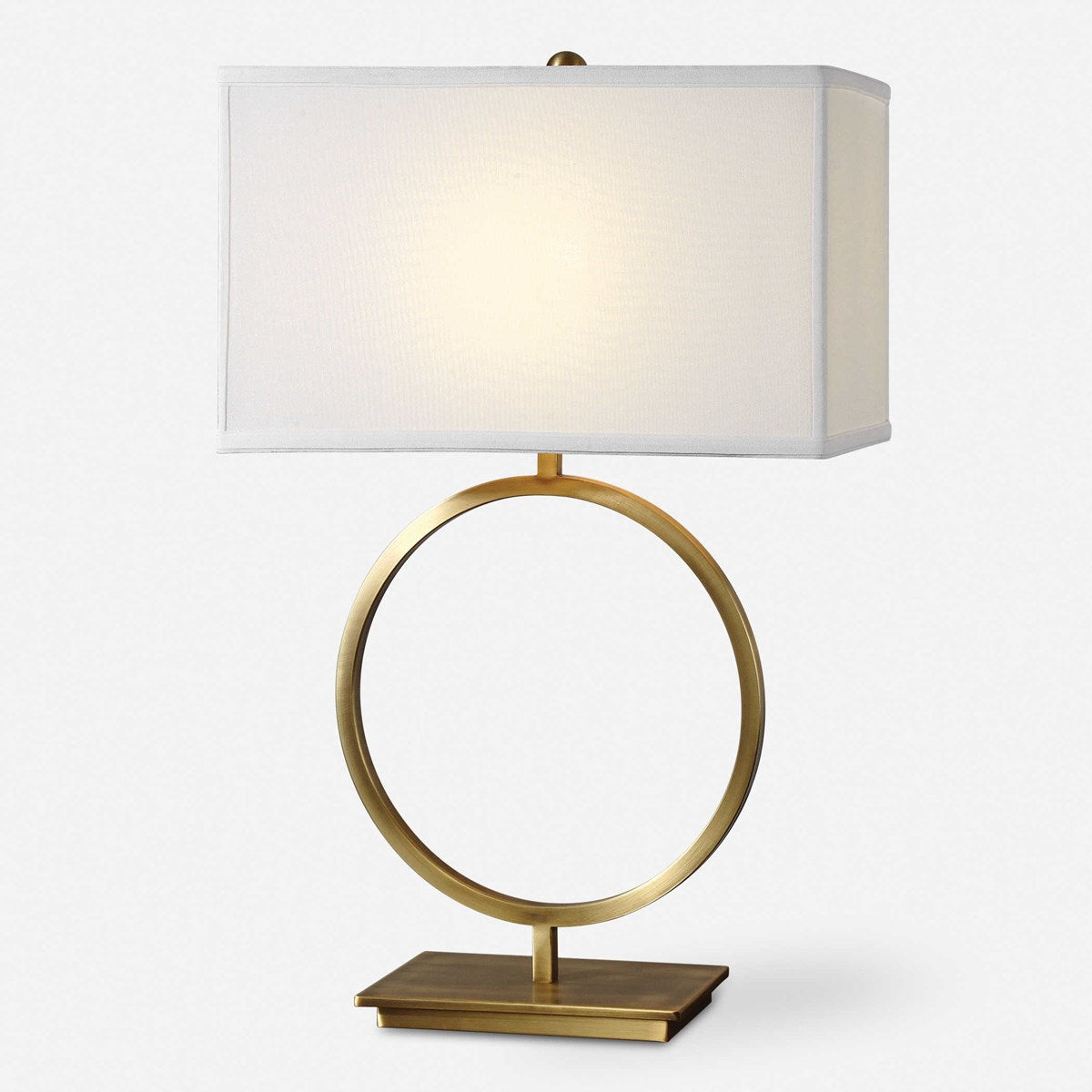 Uttermost Duara Brushed Brass Table Lamp With White Linen Shade - Image 3