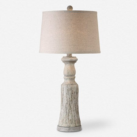 Uttermost Cloverly Set of 2 Antiqued Ivory Ceramic Table Lamps With Oatmeal Linen Shades - Image 1