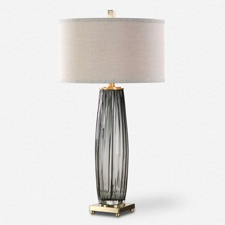 Uttermost Vilminore Charcoal Gray Glass Table Lamp With Light Beige Shade - Image 2
