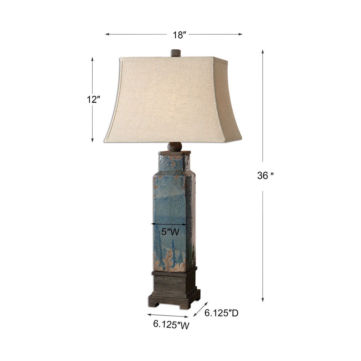 Uttermost Soprana Blue Glaze Ceramic Table Lamp With Khaki Linen Shade - Image 3