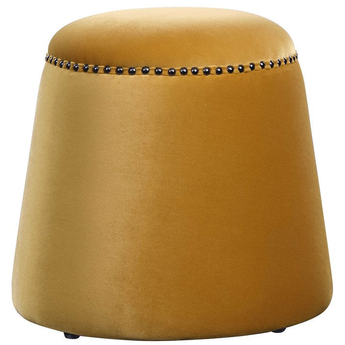 Uttermost Gumdrop Plush Mustard Yellow Velvet Round Ottoman - Image 1