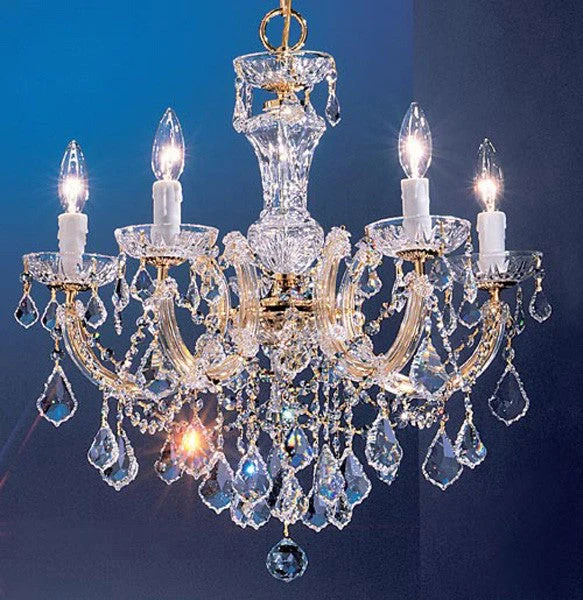 5 Light crystal chandelier with crystalique clear crystal and gold finish - Image 1