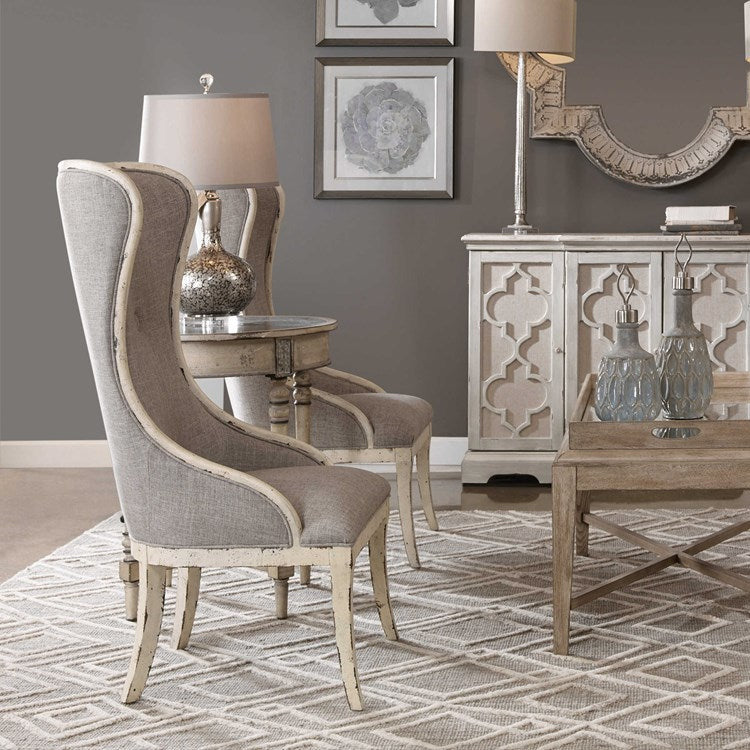 Uttermost Selam Flax Linen Modern Wingback Accent Chair - Image 2