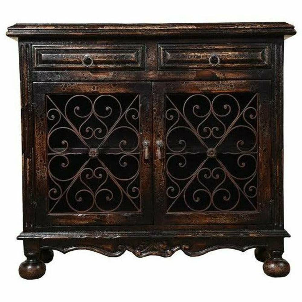 Casa Bonita Peruvian Hand-Painted Carved Wood and Hand Forged Wrought Iron Avila Chest - Image 1