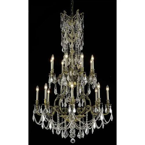 Bronze Sixteen-Light 37-Inch Chandelier with Royal Cut Clear Crystal - Image 1