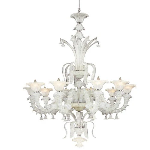 Orillia Chrome / White 10 Light Chandelier with White Shade - Image 1