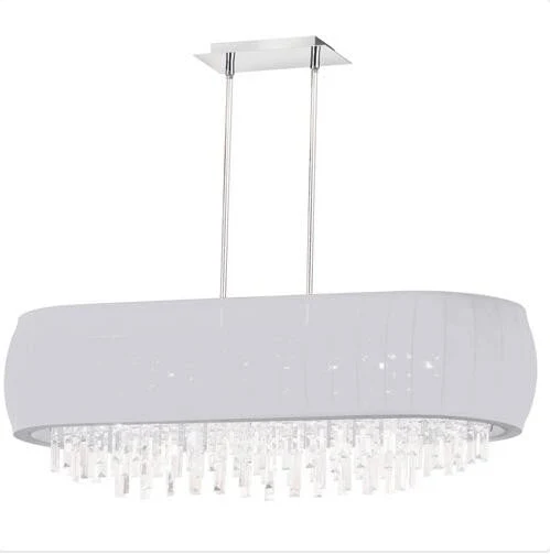 Chrome 14-Inch Eight Light Chandelier with White Lycra Shade - Image 1