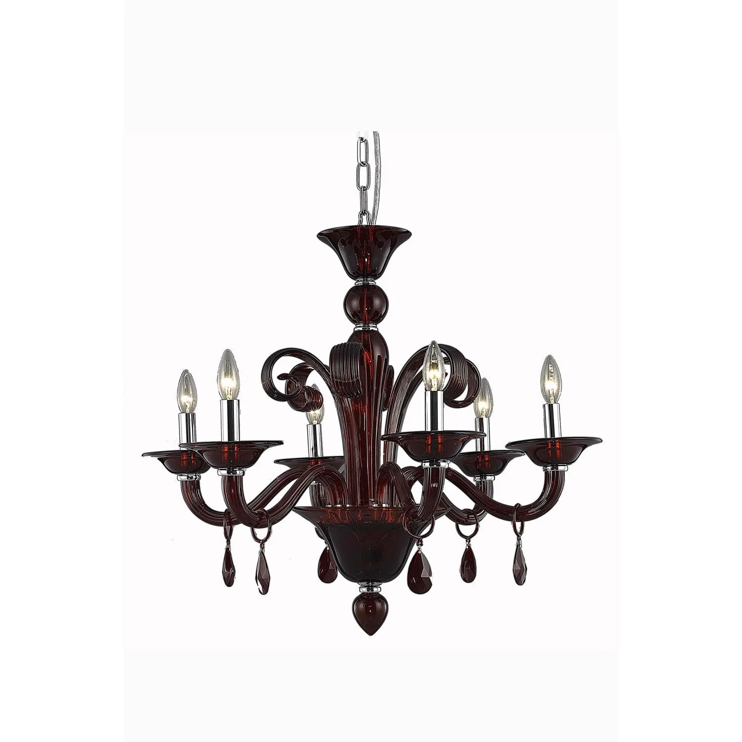 Muse Red Six-Light Chandelier with Bordeaux/Red Royal Cut Crystals - Image 1