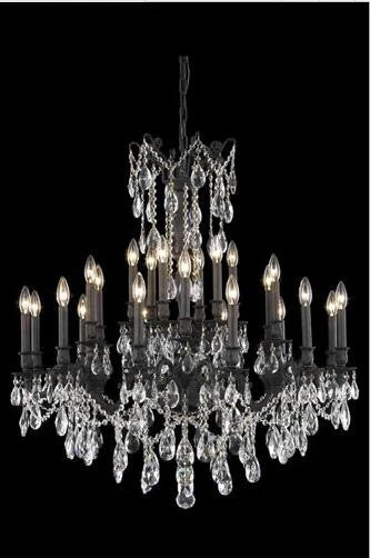 Bronze 24-Light Chandelier with Royal Cut Crystal - Image 1